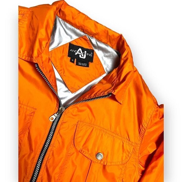 Andy John’s Vintage Y2K Orange Lightweight Designer Windbreaker Jacket - Mens M - Picture 3 of 4